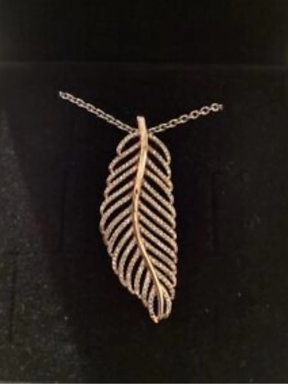 Pandora Two-Tone Floating Curved Feather Collier Necklace Gold